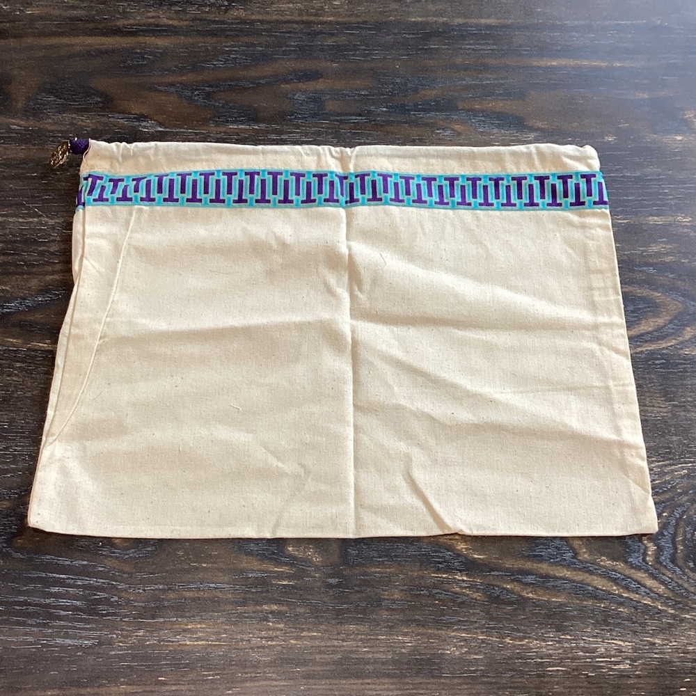 Tory Burch Tan Dust Bag with Blue and Purple Trim